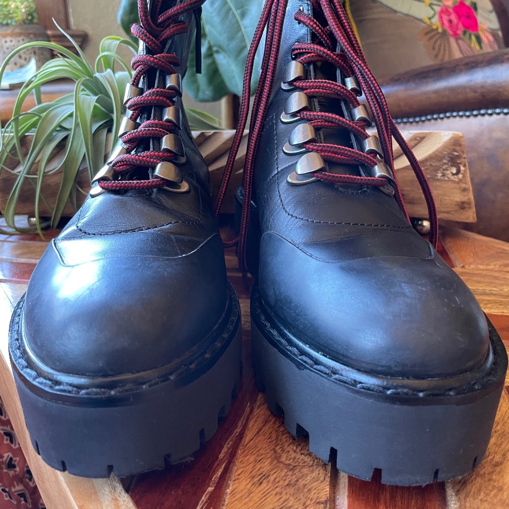 Zara Leather Combat Boots - Picture 6 of 9